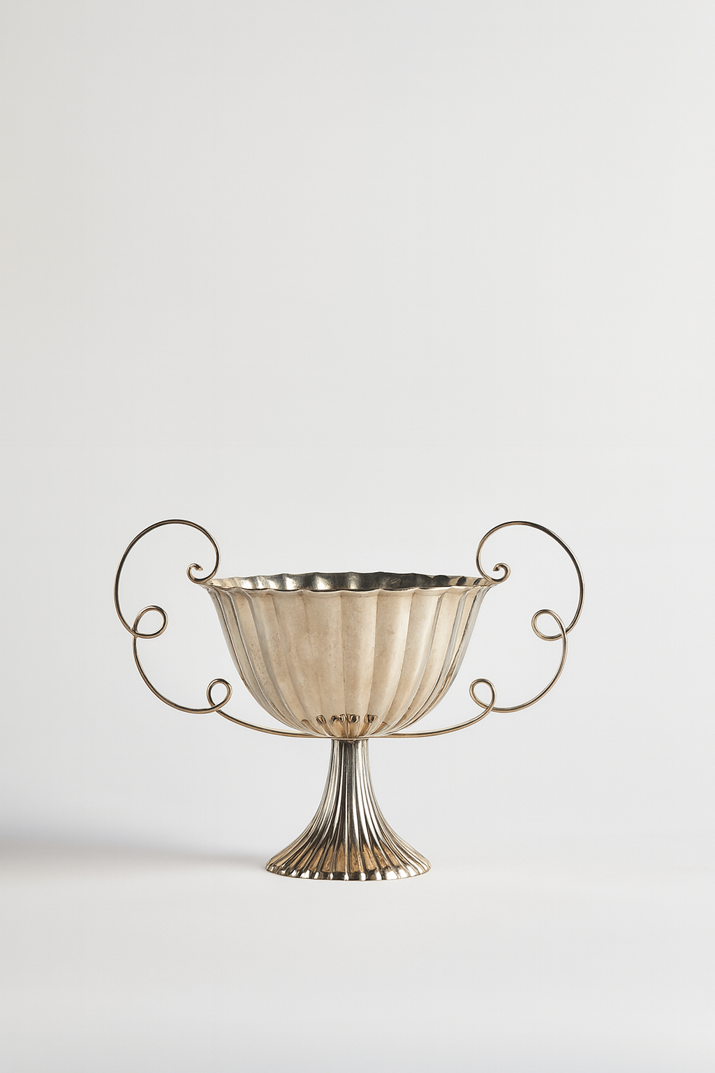 Antik Krom Kaplama Kulplu Ayaklı Kase – Lüks Centerpiece