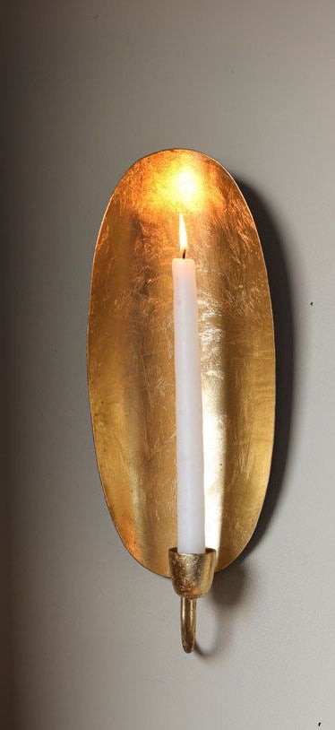 Altın Varaklı Oval Duvar Mum Apliği – Luxe Glow